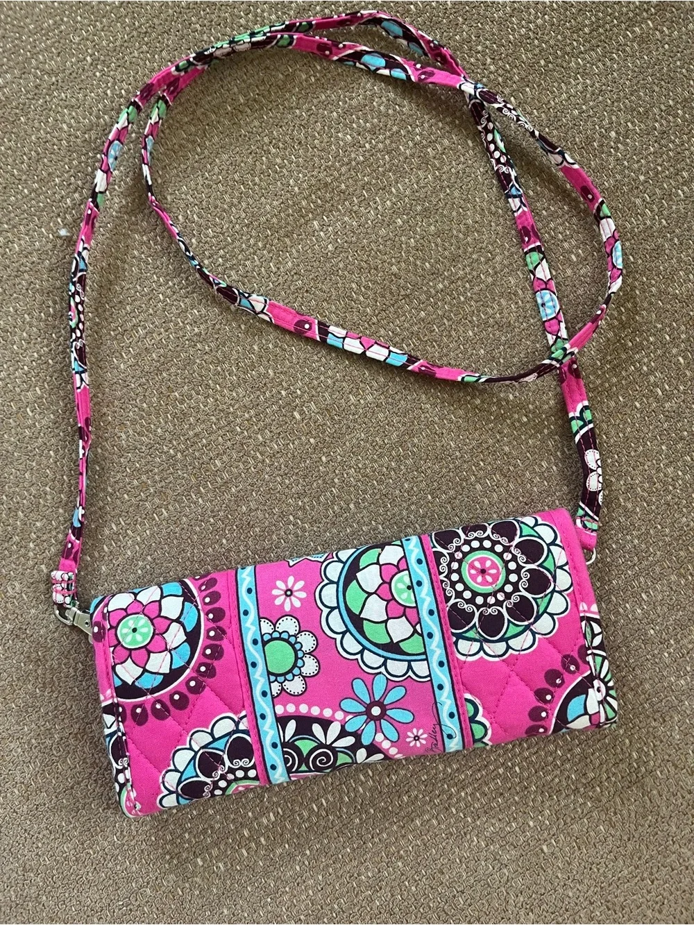 Vera Bradley Pink and White Patterned Wristlet Travel Wallet